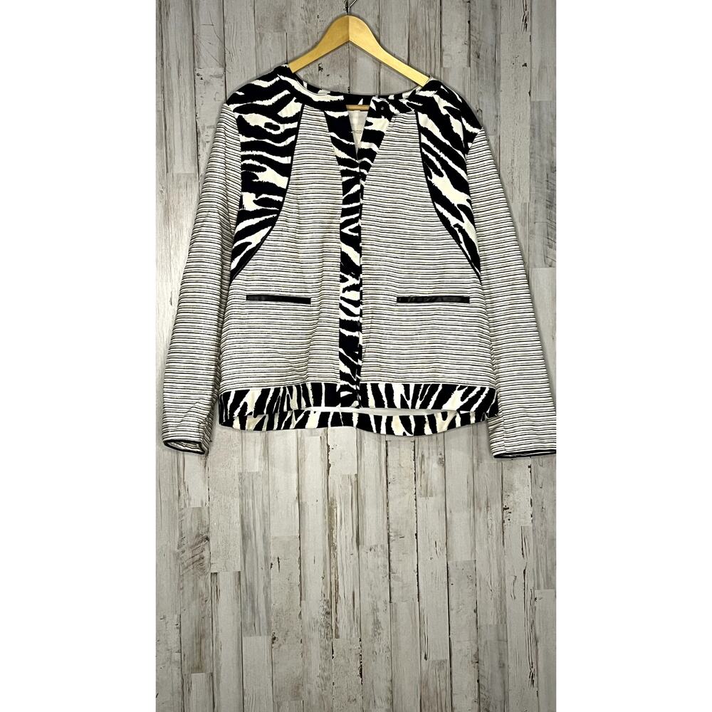 NWT Chico's Women's Animal Print Jacket Black Size 3 (XL) Long Sleeve Casual